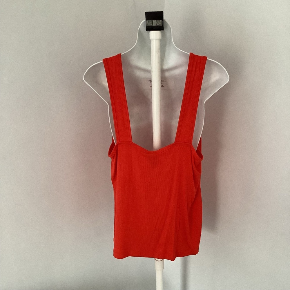 CAbi NWT Bright Orange V-Neck Sleeveless Stretch Tank Sz. L - Picture 2 of 5